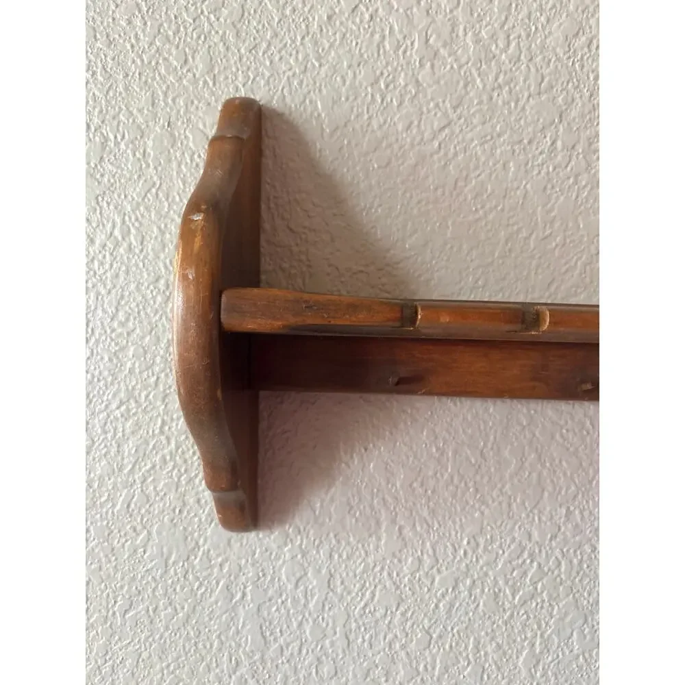 Vintage Solid Wood Spoon Display Wall Shelf Rack Teacup Saucer Collector 23”
